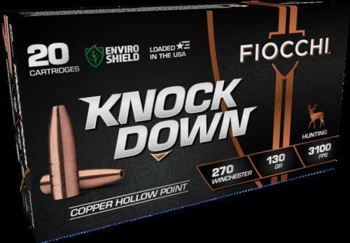 Fiocchi Ammo Knock Down Enviro Shield 270 Winchester 130 Grain Hollow Point 20 Rounds